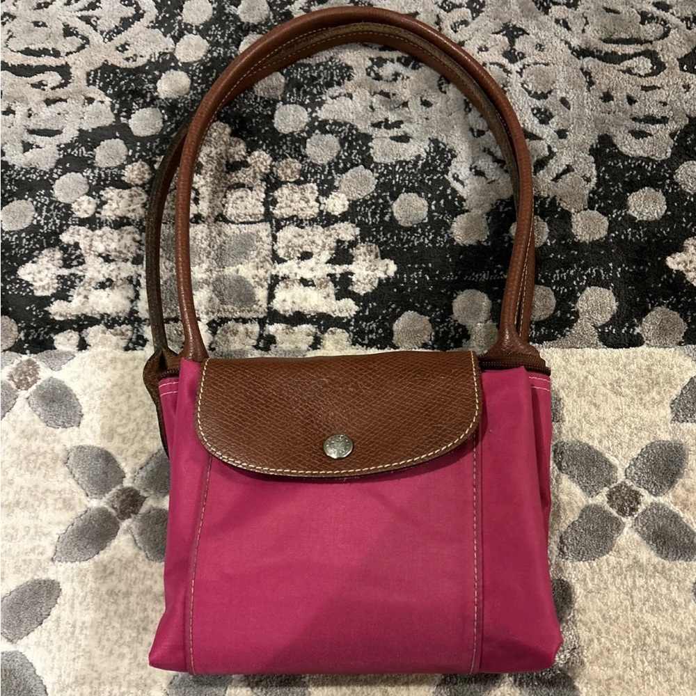 SOLD Long Champ Le Pliage “shopping” Modele Depose Pink  Shoulder Tote Bag Long - Picture 11 of 17